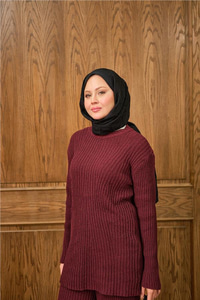 Bisiklet Yaka Triko Takım Bordo