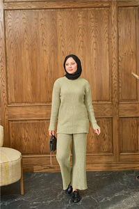 Bisiklet Yaka Triko Takım Yeşil