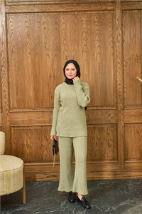 Bisiklet Yaka Triko Takım Yeşil