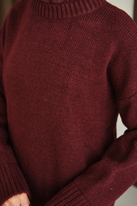 Bisiklet Yaka Triko Tunik Bordo