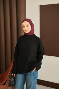 Bisiklet Yaka Triko Tunik Siyah