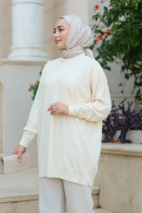 Bisiklet Yaka Tunik  Bej