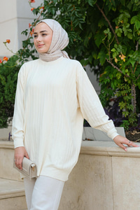 Bisiklet Yaka Tunik  Bej