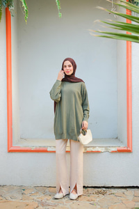 Bisiklet Yaka Tunik Çağla Yeşil