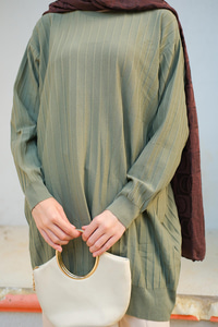 Bisiklet Yaka Tunik Çağla Yeşil