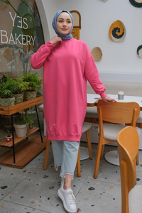 Bisiklet Yaka Tunik Fuşya