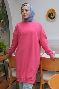 Bisiklet Yaka Tunik Fuşya