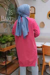 Bisiklet Yaka Tunik Fuşya
