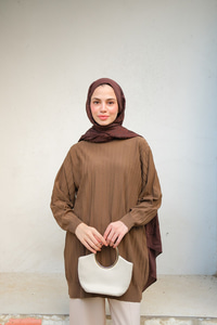 Bisiklet Yaka Tunik Kahverengi