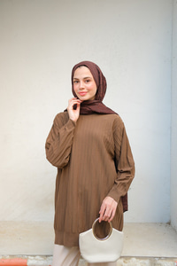 Bisiklet Yaka Tunik Kahverengi