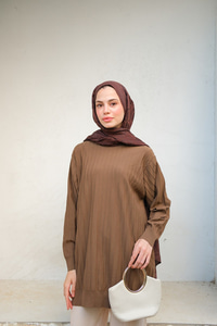 Bisiklet Yaka Tunik Kahverengi