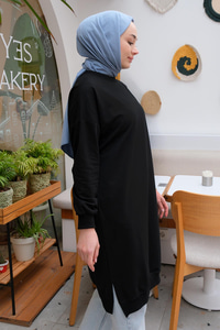 Bisiklet Yaka Tunik Siyah