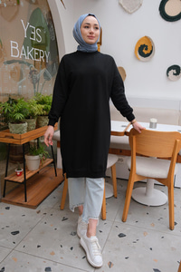 Bisiklet Yaka Tunik Siyah