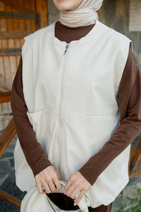 Bisiklet Yaka Yelek Ekru