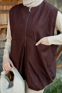 Bisiklet Yaka Yelek Kahverengi