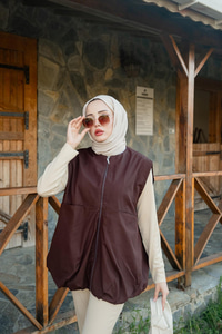 Bisiklet Yaka Yelek Kahverengi