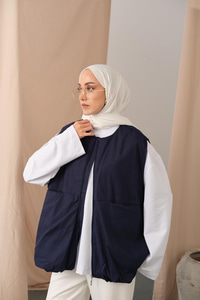 Bisiklet Yaka Yelek Lacivert