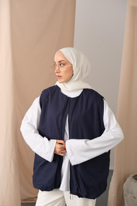 Bisiklet Yaka Yelek Lacivert