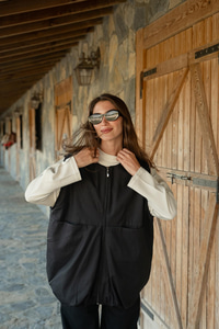 Bisiklet Yaka Yelek Siyah