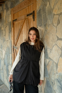 Bisiklet Yaka Yelek Siyah