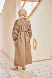 Biye Detaylı Elbise Kahverengi