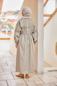 Biye Detaylı Elbise Küf Yeşil