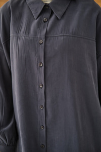 Biyeli Bel Bağlamalı Gömlek Lacivert