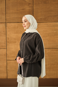 Biyeli Bel Bağlamalı Gömlek Siyah