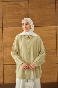 Biyeli Bel Bağlamalı Gömlek Su Yeşil