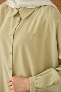 Biyeli Bel Bağlamalı Gömlek Su Yeşil