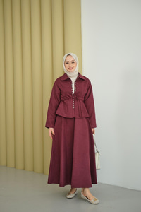 Bluz Kancalı Nubuk Takım Bordo