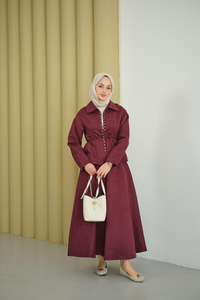 Bluz Kancalı Nubuk Takım Bordo