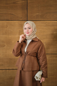 Bluz Kancalı Nubuk Takım Kahverengi