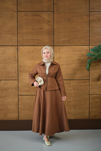 Bluz Kancalı Nubuk Takım Kahverengi