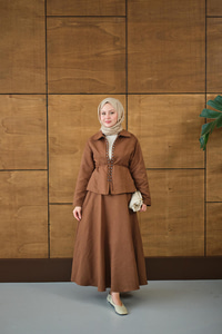 Bluz Kancalı Nubuk Takım Kahverengi