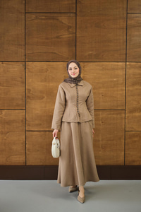 Bluz Kancalı Nubuk Takım Vizon