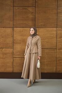 Bluz Kancalı Nubuk Takım Vizon