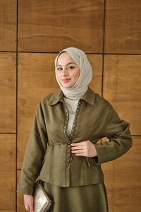 Bluz Kancalı Nubuk Takım Yeşil