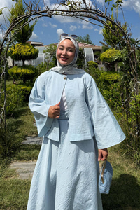 Bluzlu Etekli Takım Bebe Mavi