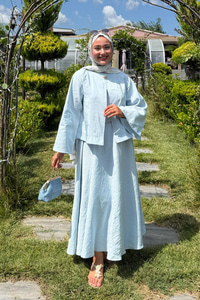 Bluzlu Etekli Takım Bebe Mavi