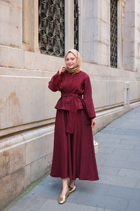 Bluzlu Etekli Takım Bordo