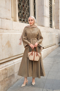 Bluzlu Etekli Takım Haki Yeşil