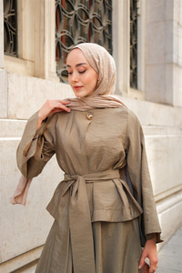 Bluzlu Etekli Takım Haki Yeşil