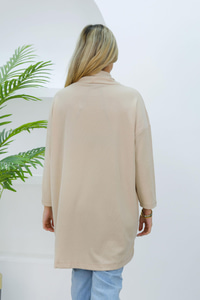 Boğazlı Düz Kesim Tunik Krem