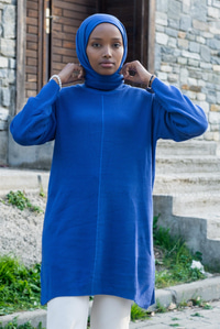 Uygun Fiyatlı BOGAZLI TRIKO TUNIK SAX MAVI | Loccomoda.com 