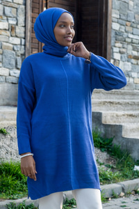 Uygun Fiyatlı BOGAZLI TRIKO TUNIK SAX MAVI | Loccomoda.com 