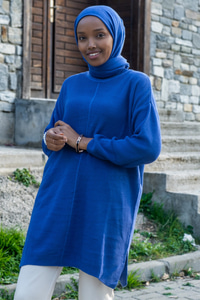 Uygun Fiyatlı BOGAZLI TRIKO TUNIK SAX MAVI | Loccomoda.com 