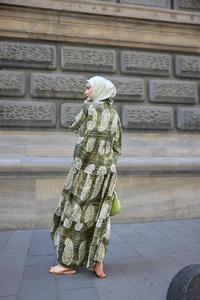 Bohem Desenli Elbise Haki Yeşil