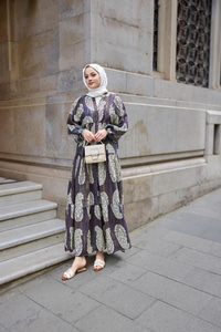 Bohem Desenli Elbise Siyah