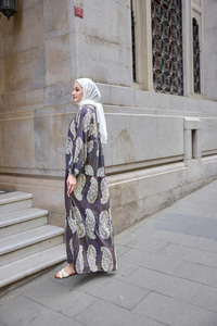 Bohem Desenli Elbise Siyah